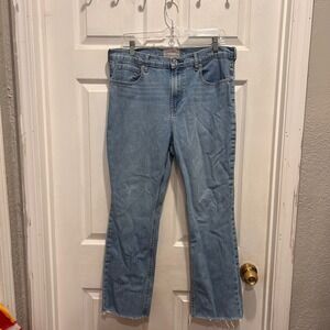 Everlane The Way High‎ Drape Crop Jeans Women's 32 Light Wash Denim Raw Hem